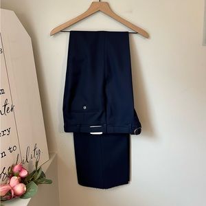 Deadstock Vintage Navy Blue Ashton Unfinished Hem Trousers